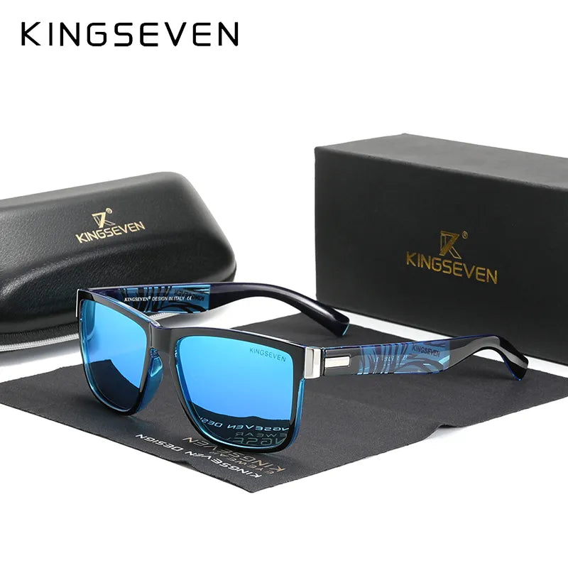 KINGSEVEN Brand Square Retro Gradient Polarized Sunglasses Women Men Carbon Fiber Pattern Design Outdoor Sports Eyewear-WAYBIKER