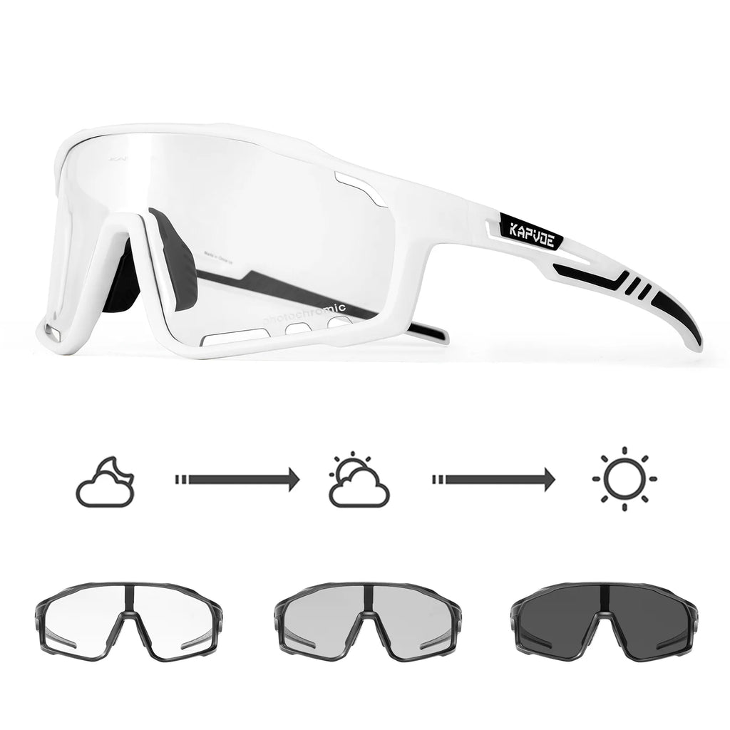 Kapvoe Photochromic Cycling Sunglasses Men Bicycle Cycling Glasses Bike Road Mountain Eyewear Women Outdoor Sport UV400 Goggles-WAYBIKER