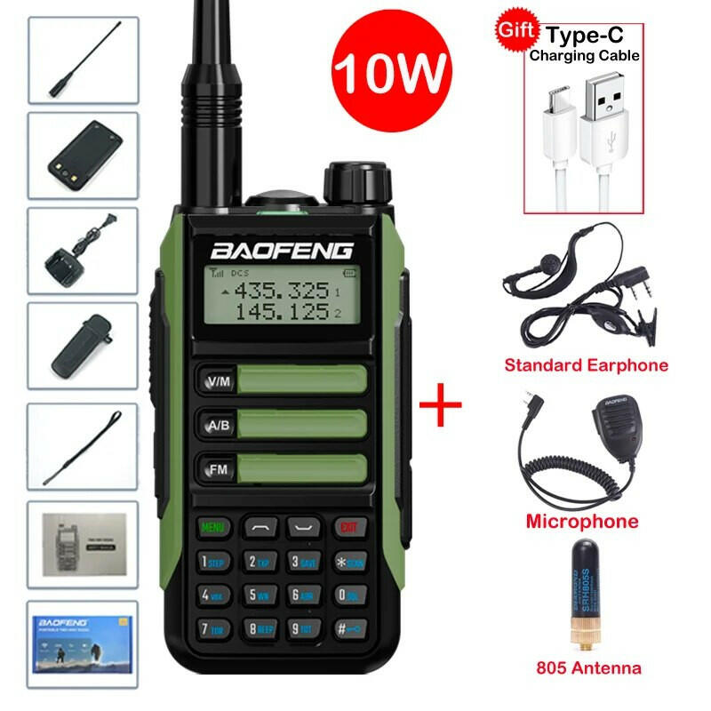 2023 Baofeng UV-16 MAX Walkie Talkie 10 KM Military 10W Powerful Waterproof VHF UHF CB Ham Dual Band Two Way Radio USB-C Charger-WAYBIKER