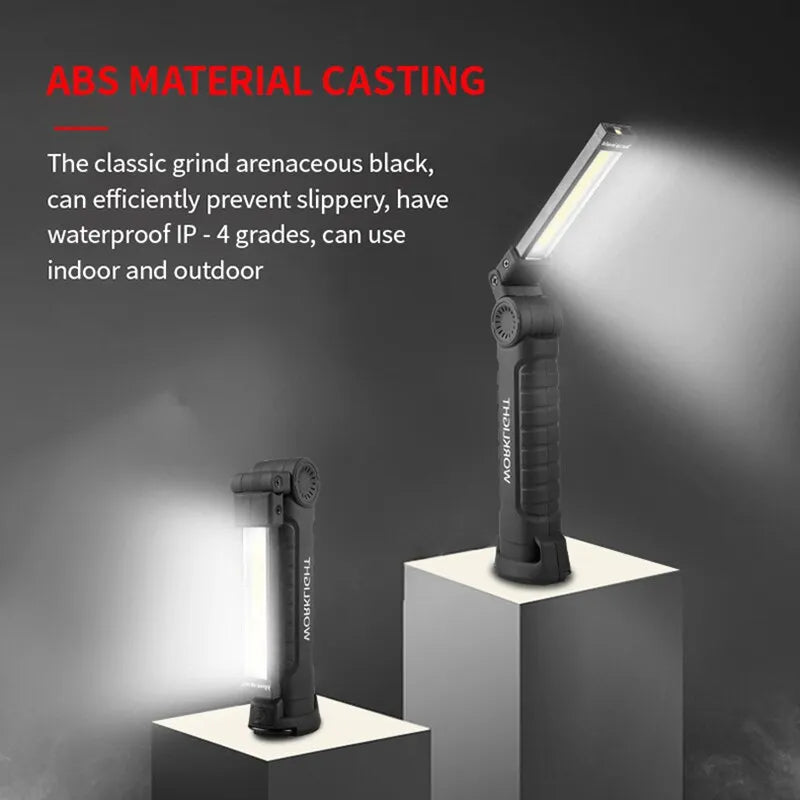 Folding LED Work Light Portable Spotlight with Magnetic Base Clip USB Charging Repair Torch Movable Work Light Flashlight-WAYBIKER