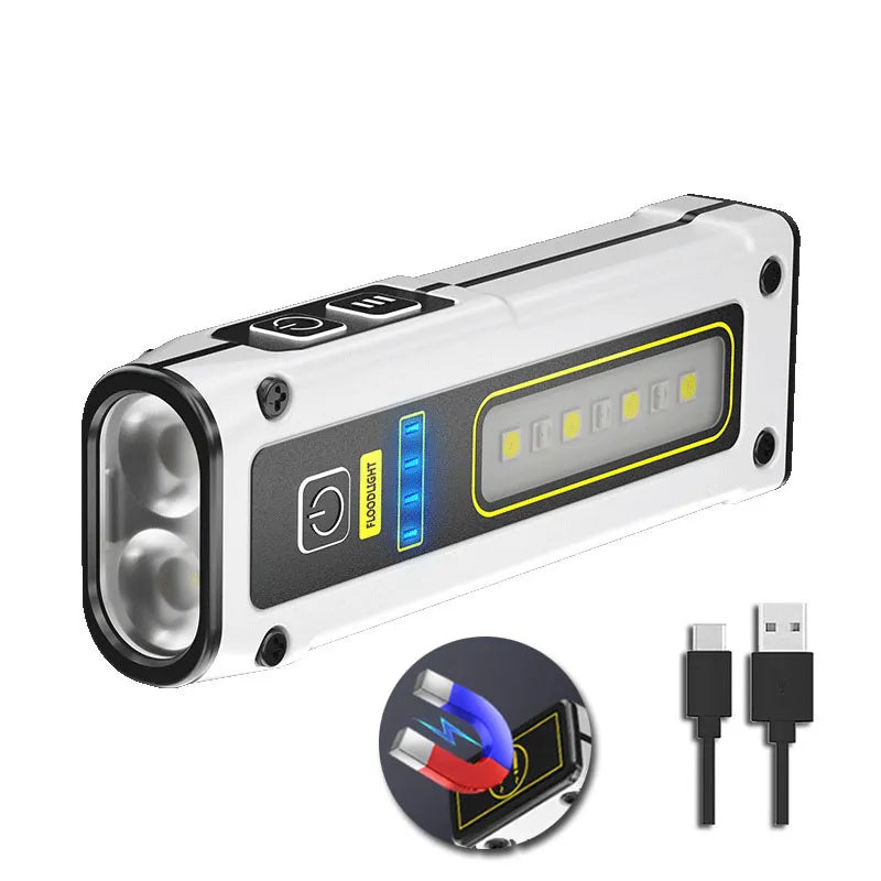 Portable Mini Flashlight High Power LED USB Rechargeable Tactical Flashlight with strong magnet Outdoor Emergency Lighting Torch-WAYBIKER