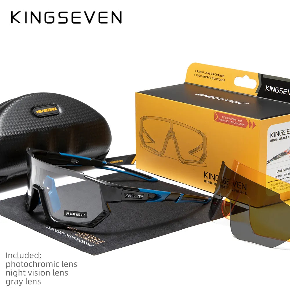 KINGSEVEN 2023 Photochromic Fishing Cycling Glasses Man Mountain Bike Bicycle Sport Sunglasses MTB Cycling Eyewear Woman-WAYBIKER