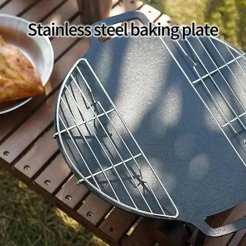 Outdoor Barbecue Net Steam Rack Stainless Steel Camping Barbecue Frying Pan Barbecue Meat Drain Anti Scorching Grill-WAYBIKER