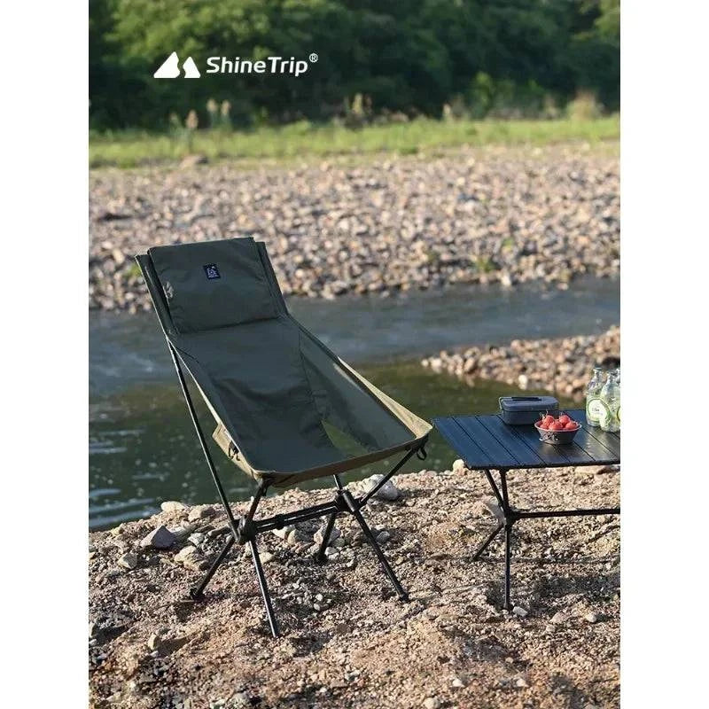 ShineTrip Camping Moon Chair Lightweight Folding Chair Outdoor Reliable Backing Beach Chair Fishing Chair Chair Sketching Chair-WAYBIKER
