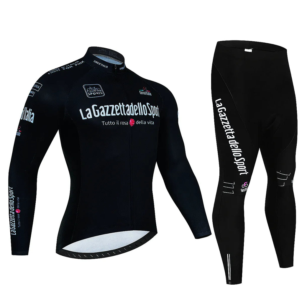 Tour De Giro D'ITAL Autumn Long Sleeve Cycling Jersey Set Bicycle Sportwear Suit Road Bike MTB Bike Wear Ropa Ciclismo Uniform-WAYBIKER