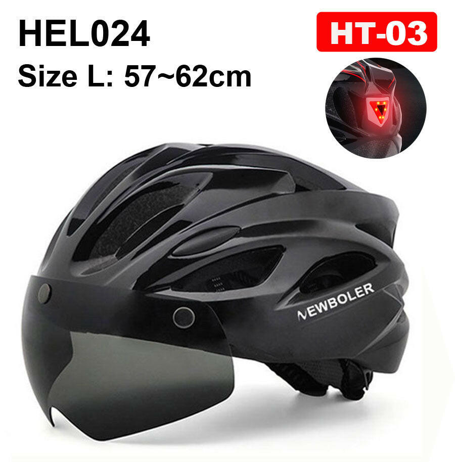 NEWBOLER Cycling Helmet Man Women LED Light Helmet Road Mountain Bike Helmet Lens For Riding Bicycle Sports Skateboard Scooter