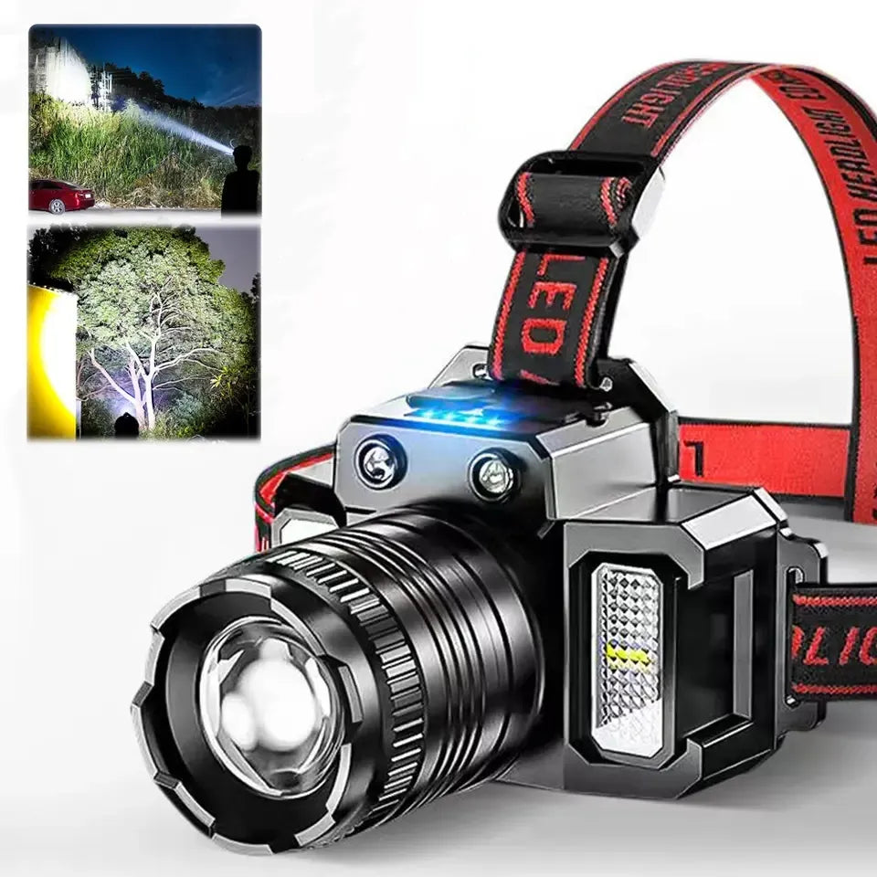 Super Powerful Headlamp IR Sensor Long Shot LED Headlight High Power Head Flashlight Fishing Lantern 800M Rechargeable Head Lamp-WAYBIKER