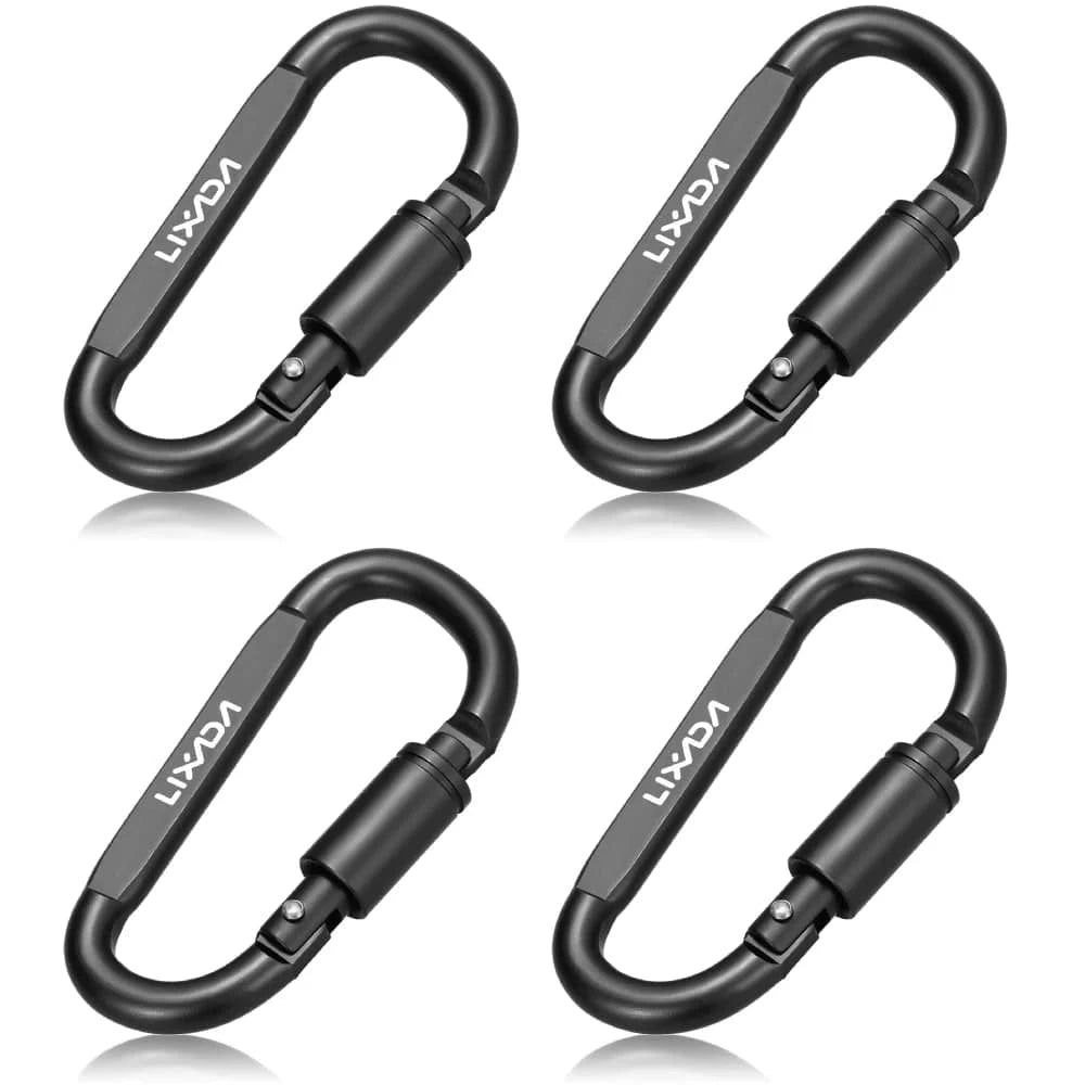 Lixada Aluminum Alloy D-ring Locking Carabiner Screw Lock Hanging Hook Buckle Keychain for Outdoor Camping Hiking-WAYBIKER