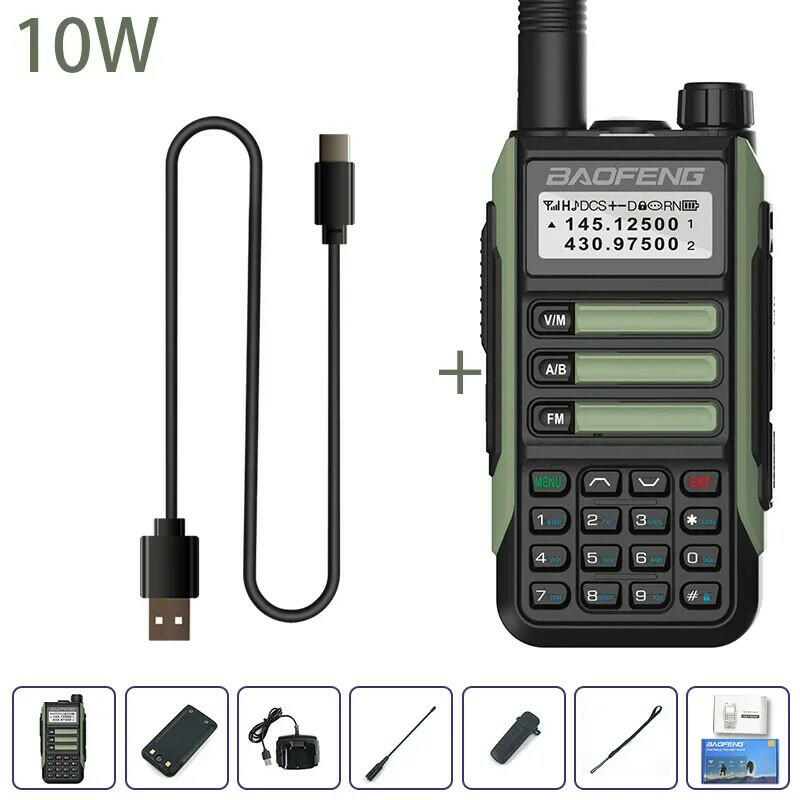 Baofeng UV-16 Plus Walkie Talkies Long Range 10KM Waterproof Two Way Radio10W VHF UHF Band UV 16 Pro USB Type C Upgrade of UV-5R-WAYBIKER
