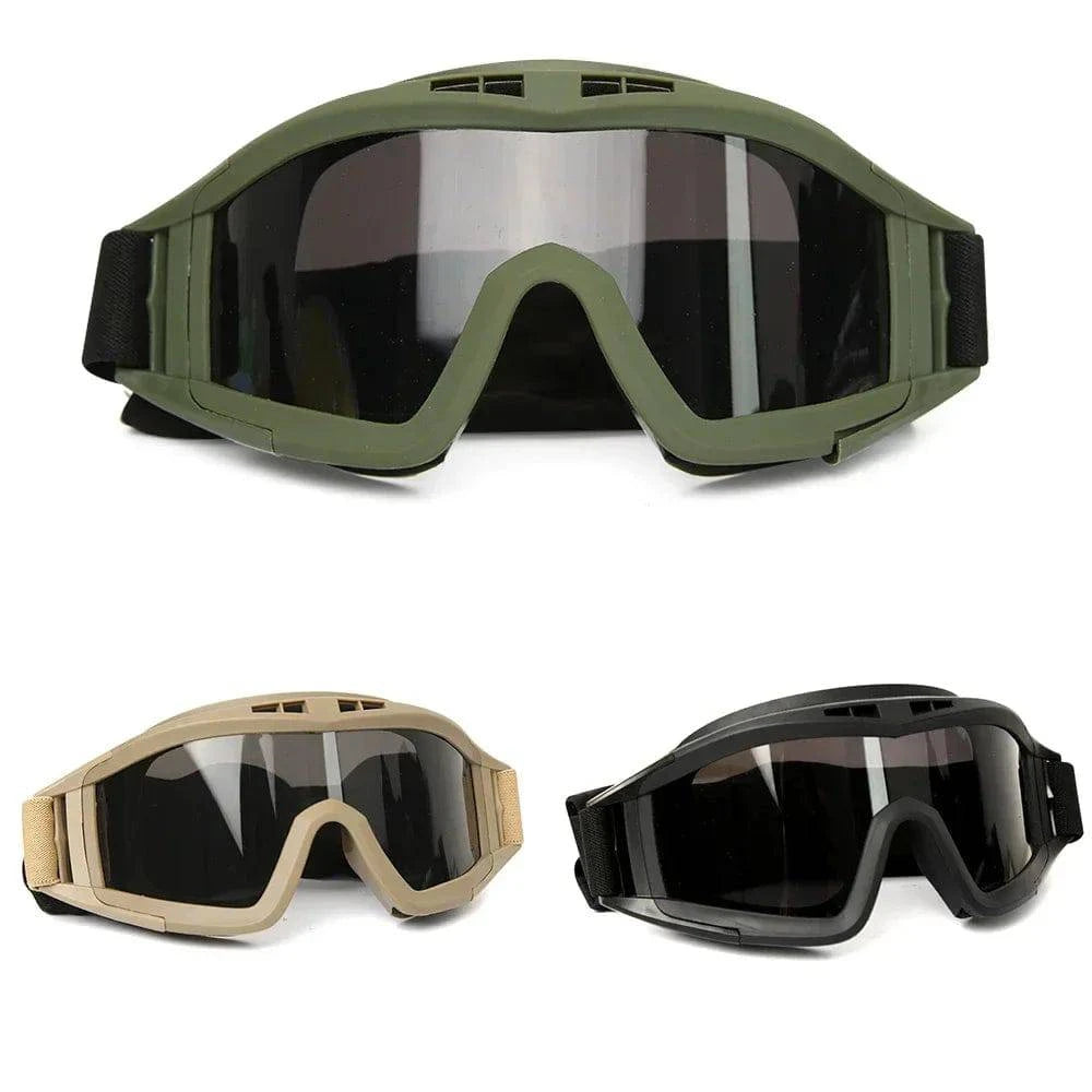 Airsoft Tactical Goggles 3 Lens Windproof Dustproof Shooting Motocross Motorcycle Mountaineering Glasses CS Safe Protection-WAYBIKER
