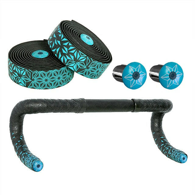 Road Bike Bar Tape Super Sticky Kush Star Fade Bar Tape EVA/PU Bike Anti-Skid Shock Absorber Wrap Tape With 1 pair Bar Plugs-WAYBIKER