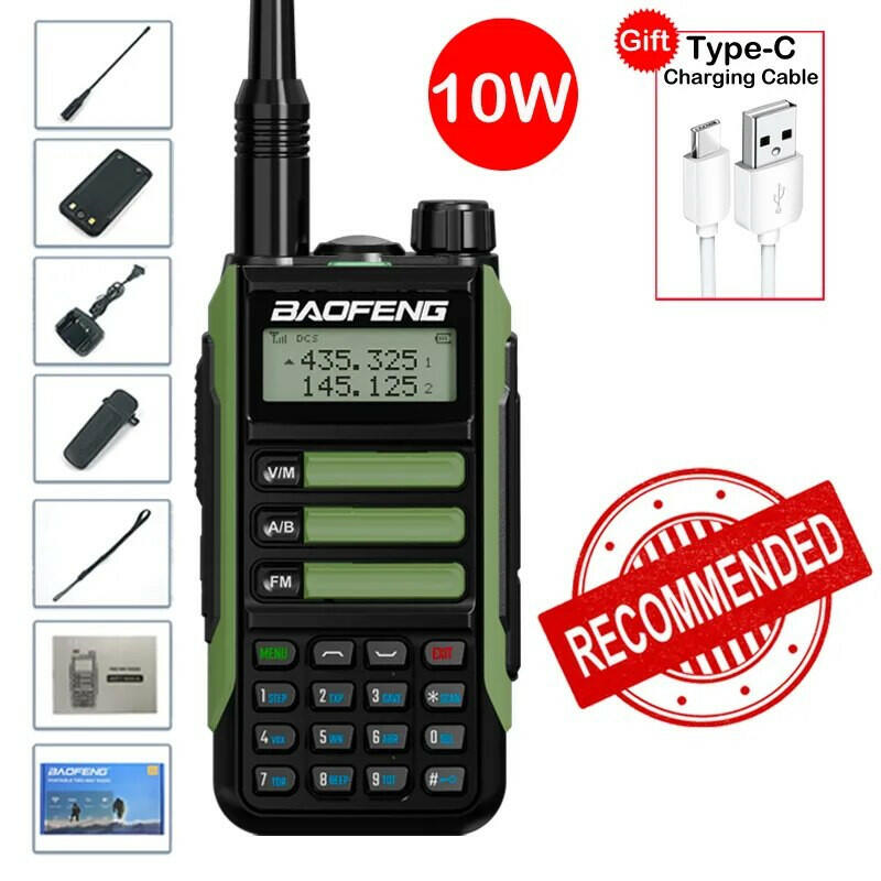 2023 Baofeng UV-16 MAX Walkie Talkie 10 KM Military 10W Powerful Waterproof VHF UHF CB Ham Dual Band Two Way Radio USB-C Charger-WAYBIKER