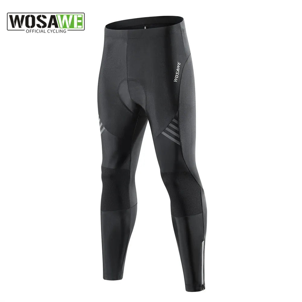 WOSAWE Men's Bike Pants Long 3D Padded Cycling Tights MTB Pants Bicycle Leggings Outdoor Riding Quick Dry Reflective Clothing