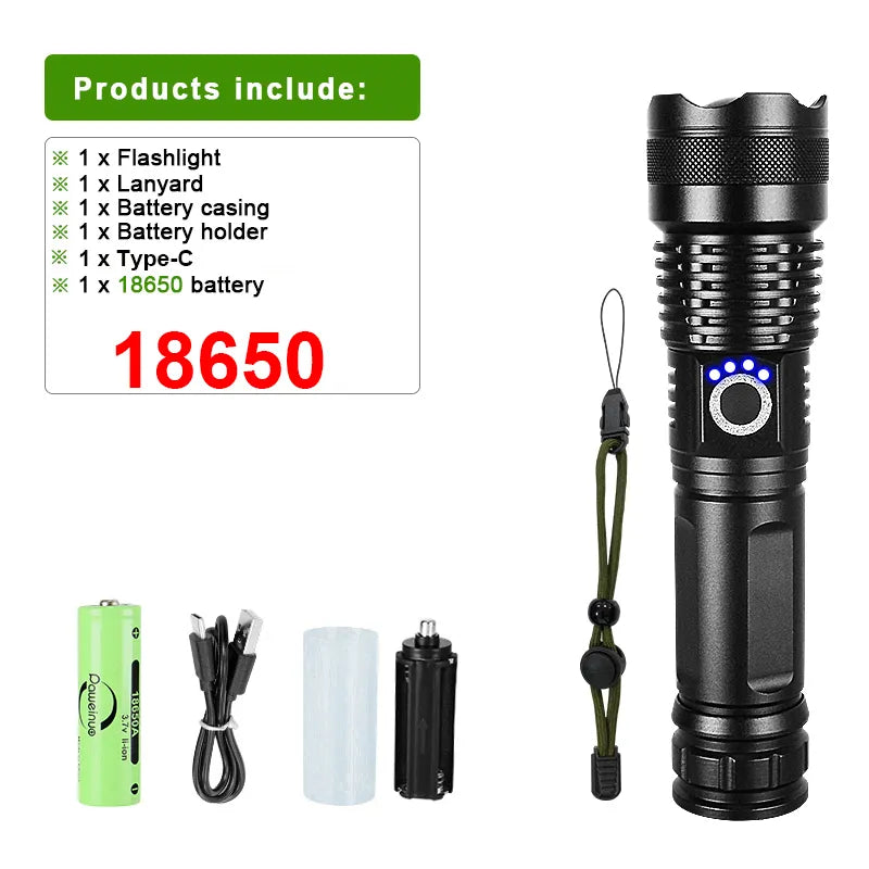 Super XHP360 LED Flashlight 18650 Usb Rechargeable High Power Tactical Flashlights XHP70 Powerful Torch IPX6 Waterproof Lantern-WAYBIKER