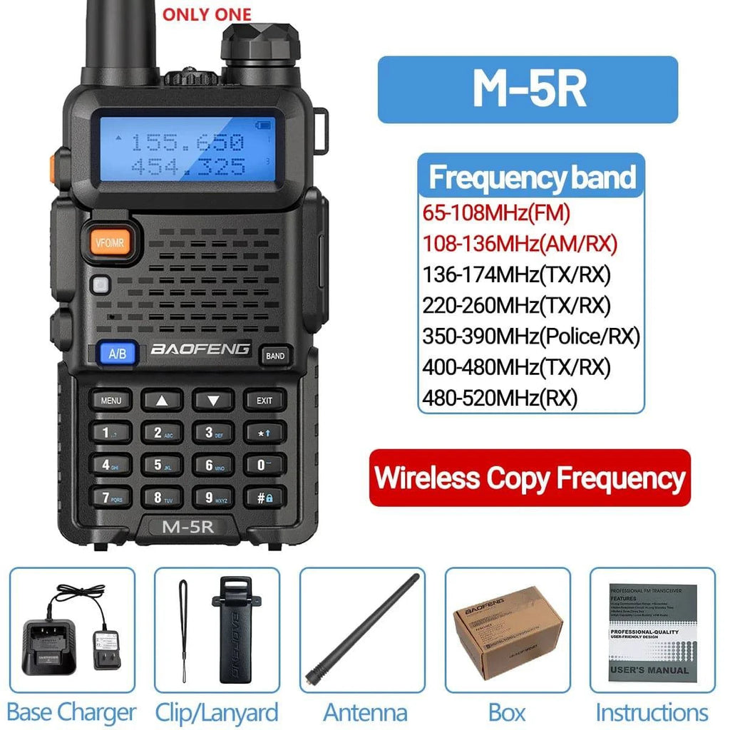 1/2 Baofeng M-5R Air Band Walkie Talkie Full Band Wireless Copy Frequency Long Range VHF UHF UV-5R K5 Portable Ham Two Way Radio-WAYBIKER