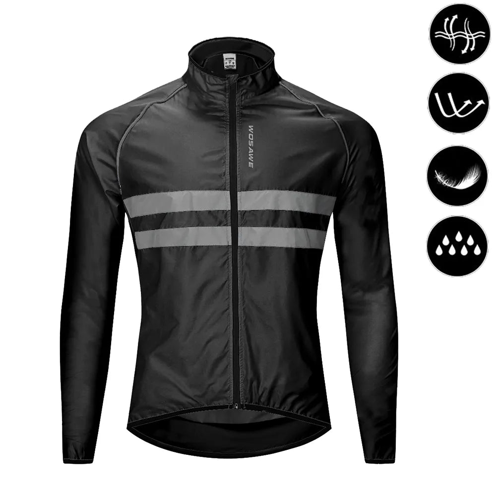 WOSAWE Men Cycling Windbreaker MTB Bicycle Long Sleeve Coat Water Resistant Outdoor Sport Jersey Bike Jacket Cycling Clothing-WAYBIKER