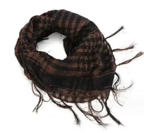 Arab Square Scarf Muslim Shawl Plaid Stripe Printed Outdoor Scarf Wind and Sand Neck Cover-WAYBIKER