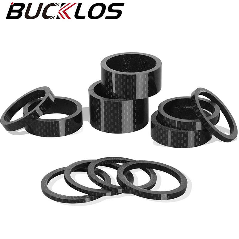 BUCKLOS 11PCS Bicycle Stem Spacer Carbon Fiber Road Mountain bike Headset Washer Lightweight 1-1/8" Bike Fork Washer-WAYBIKER