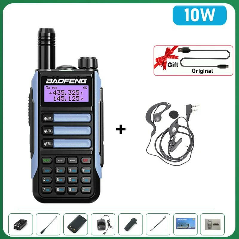 BaoFeng UV-16 Plus Walkie Talkie High Power USB C 10KM Long Range UV-16 Two Way Radio Dual Band Waterproof Transceiver FM Radio-WAYBIKER
