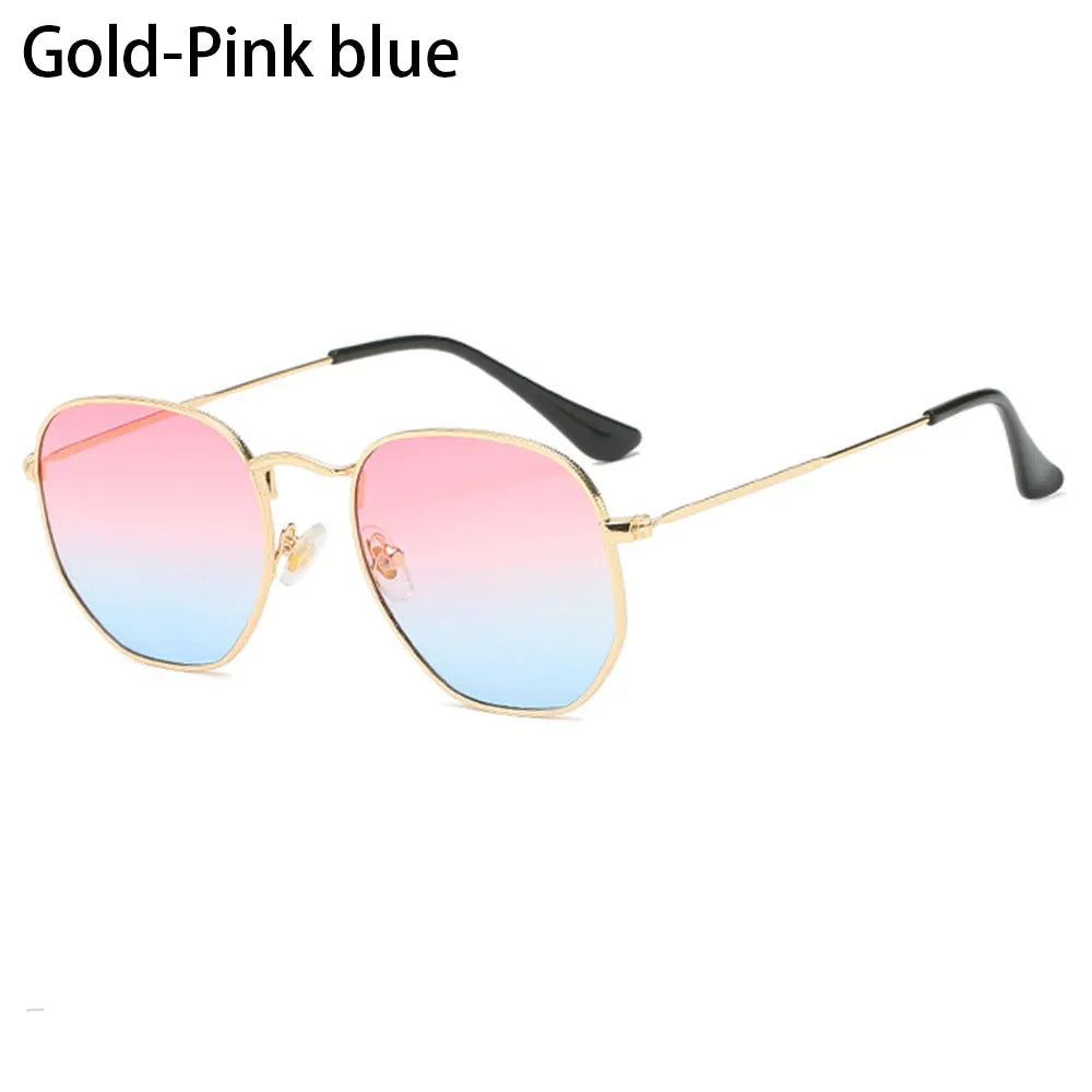 Small Square Sunglasses for Men and Women Polygon Mirrored Lens Sun Glasses Driving Eyewear Fashion Metal Frame Glasses UV400-WAYBIKER