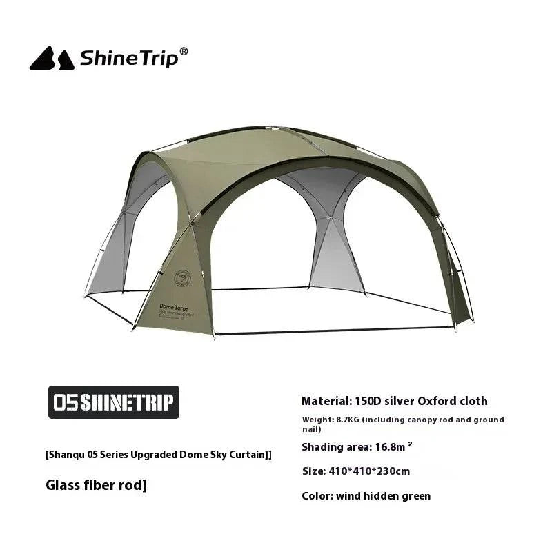 ShineTrip Outdoor Round Dome Canopy Tent Multiplayer Waterproof Sunproof Camping Oversized Enclosure Fabric Mesh Dome Set-WAYBIKER