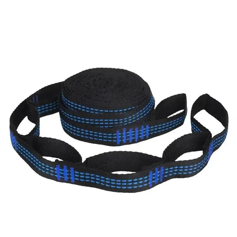 Correias De Poliéster Reforçado Para Acampamento AO Ar Livre Black Hammock Straps 5 Ring Alta Carga-rolamento Farpado 2pcs-WAYBIKER
