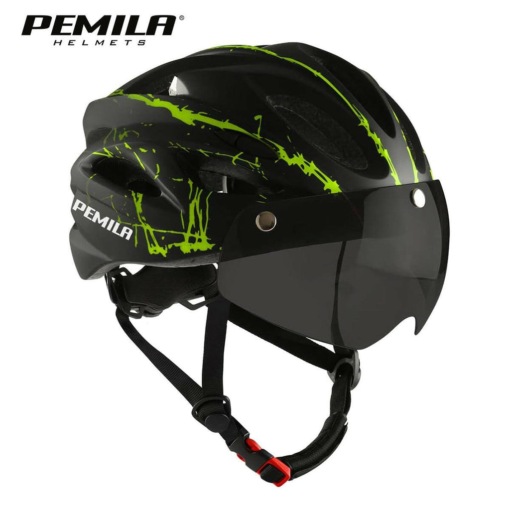 PEMILA Ultralight Cycling Safety Helmet Outdoor Motorcycle Bicycle Helmet Removable Lens Visor Mountain Road MTB Bike Helmet-WAYBIKER