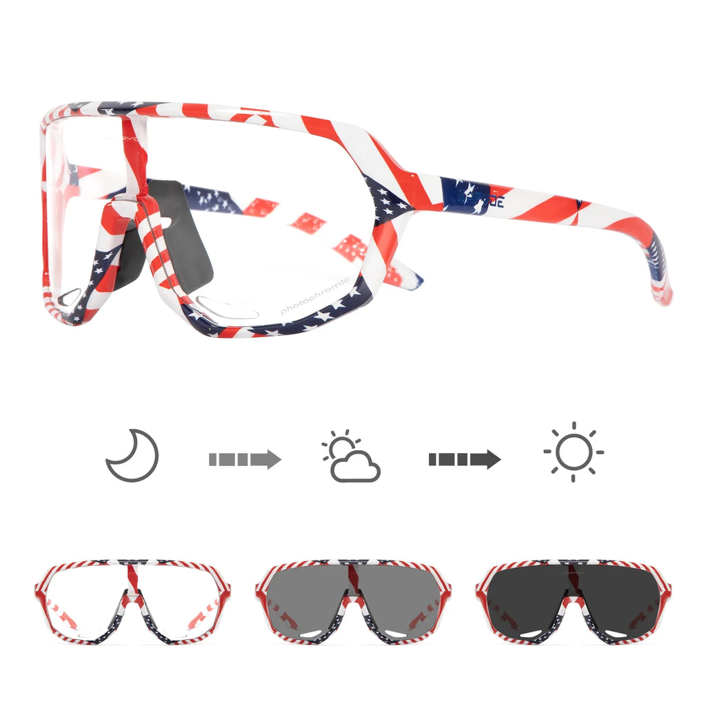 KAPVOE Outdoor Sport Photochromic Cycling Sunglasses UV400 Road Bike Cycling Glasses for Men Women MTB Driving Bicycle Goggles-WAYBIKER