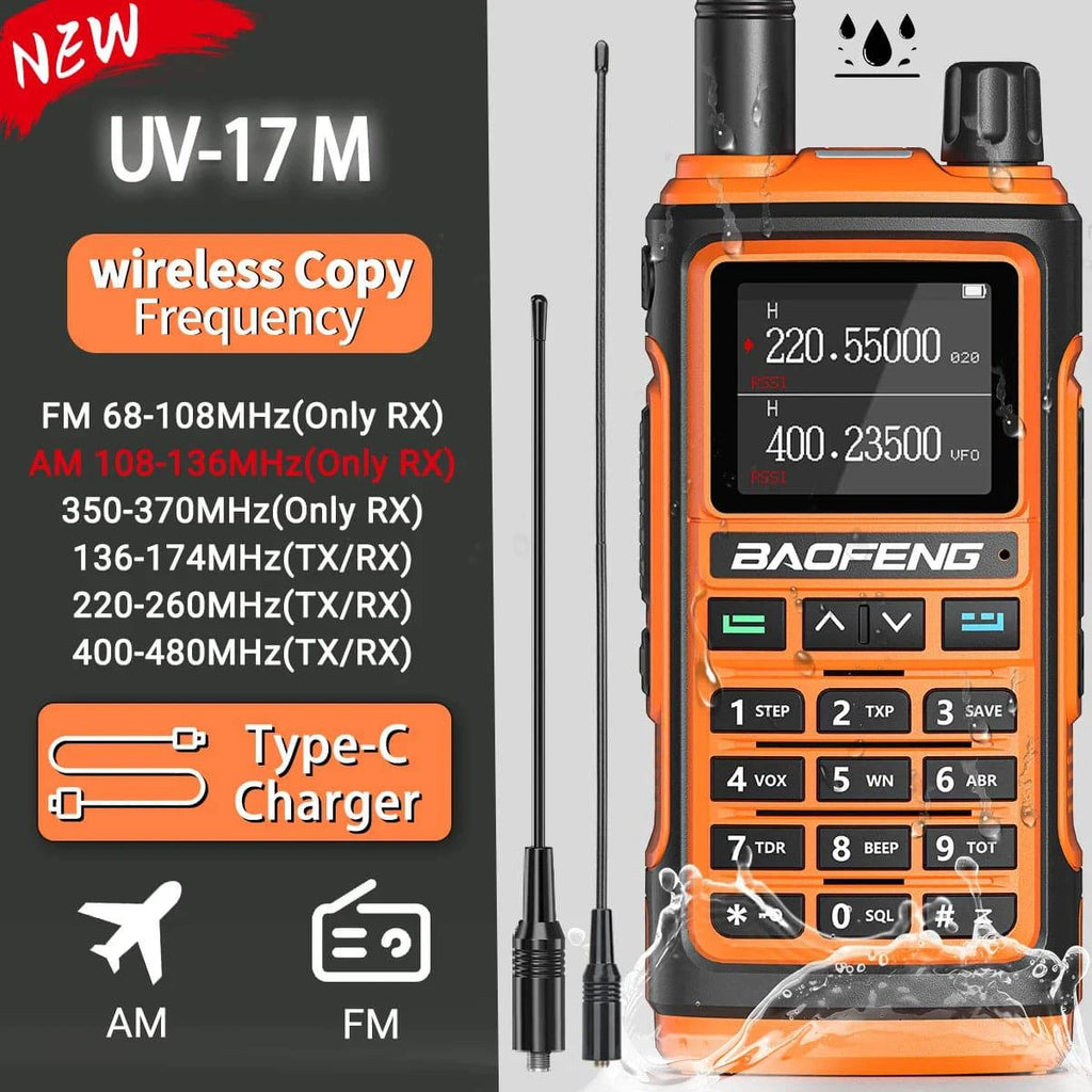 Baofeng UV-17M Air Band Walkie Talkie Wireless Copy Frequency Long Range Type-C NOAA AM Portable UV-5R 17 Pro Ham Two Way Radio-WAYBIKER