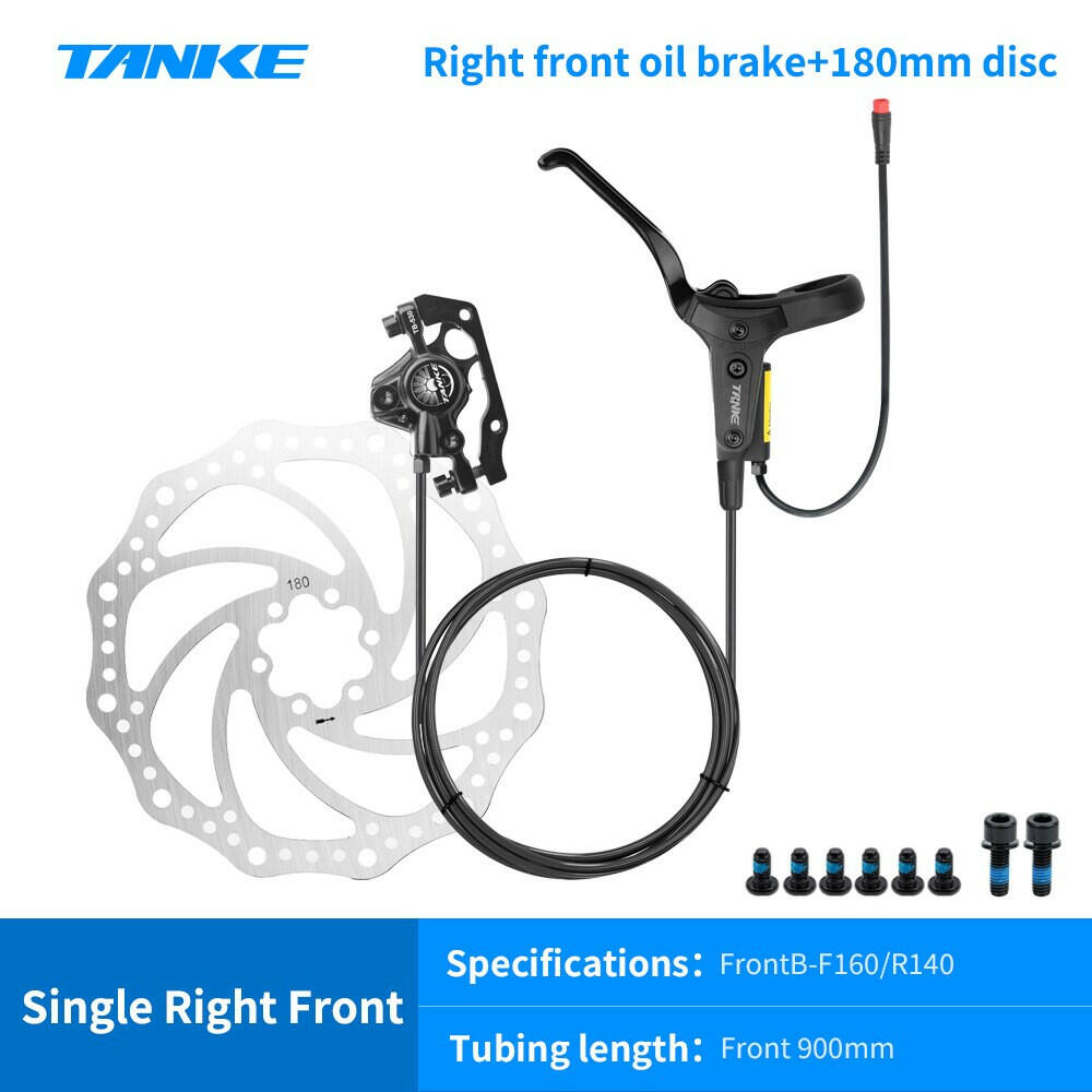 TANKE e-bike MTB electric Bike Hydraulic Disc Brake Set 180mm Rotors Oil Calliper Plate Front Rear Mountain Bicycle Clamp 22.2mm-WAYBIKER