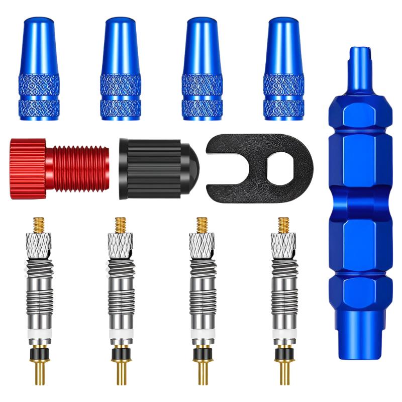 Bicycle Presta Tubeless Valve Stem Kit Aluminum Alloy Presta Valve Stem Caps and Valve Core Remover Presta Bicycle Accessories-WAYBIKER