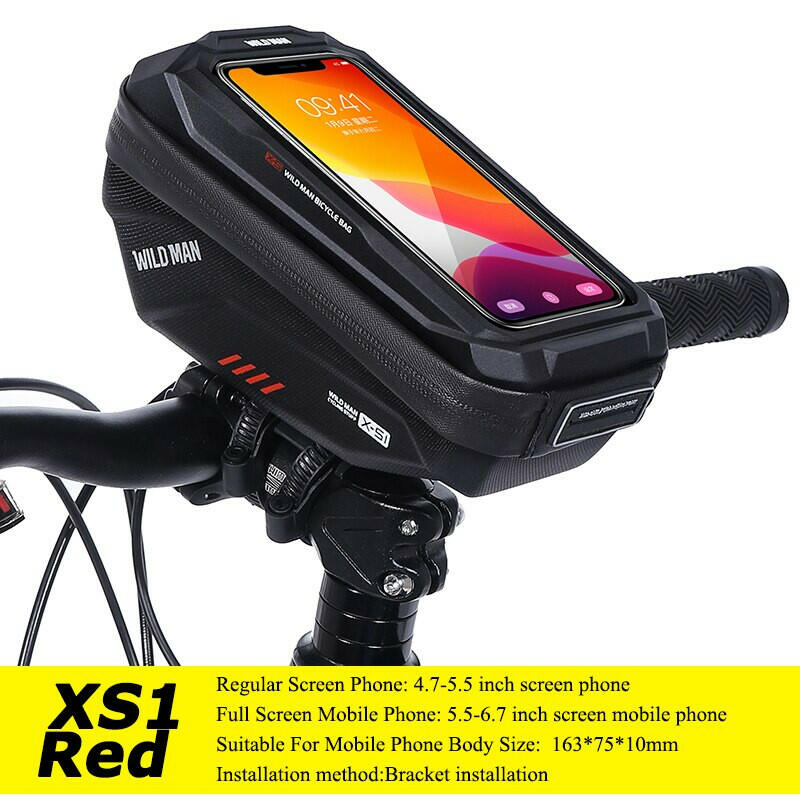 WILD MAN Rainproof Bicycle Handlebar Bag Touch Screen Cycling Phone Bag Bike Bag 6.8" Phone Case Bag Bicycle Accessories-WAYBIKER