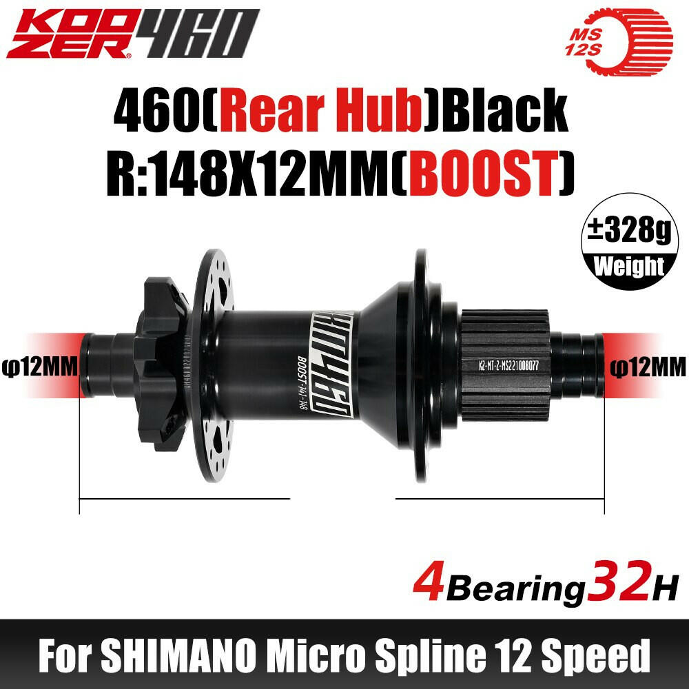 Koozer XM460 Boost Cr-Mo Steel Axle 110x15 12x148MM THRU TA MTB Bicycle Hub 28H 32 Holes HG XD MS 9 10 11 12Speed Bike Parts-WAYBIKER