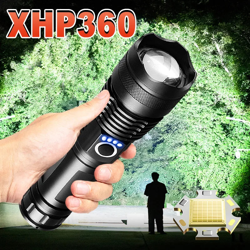 Super XHP360 LED Flashlight 18650 Usb Rechargeable High Power Tactical Flashlights XHP70 Powerful Torch IPX6 Waterproof Lantern-WAYBIKER