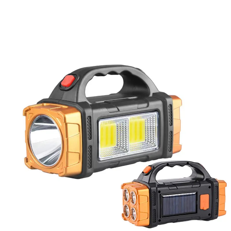 Super Bright Solar LED Flashlight With COB Work Lights Portable Emergency Spotlight Power Bank 4 Modes Outdoor Solar Torch Light-WAYBIKER