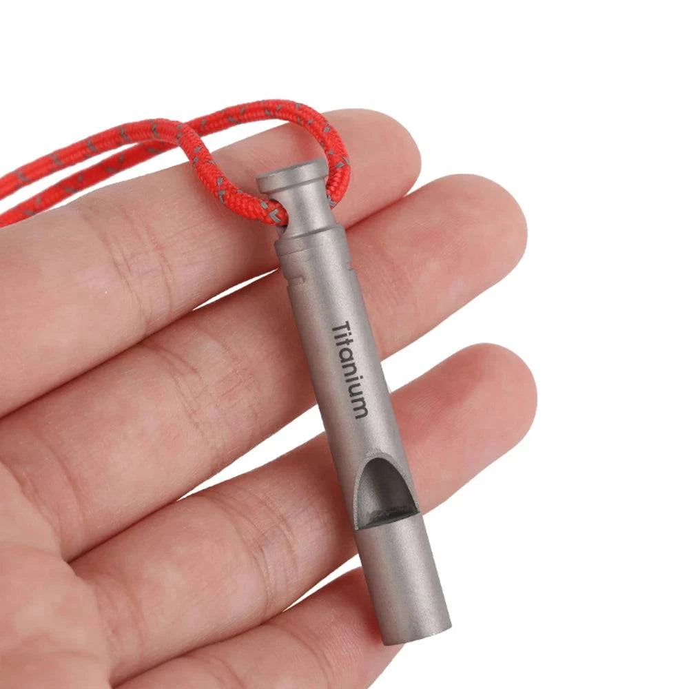 Titanium Emergency Survival Whistle Keyring Loud Portable Keychain Necklace Whistle for Emergency Outdoor Hiking Camping-WAYBIKER
