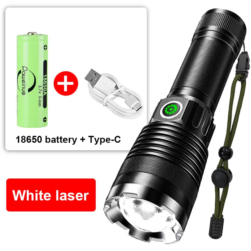 2000M Ultra Powerful Led Flashlight Tactical Torch Usb Rechargeable Flashlight 18650 XHP360 Camping Lantern Waterproof Hand Lamp-WAYBIKER