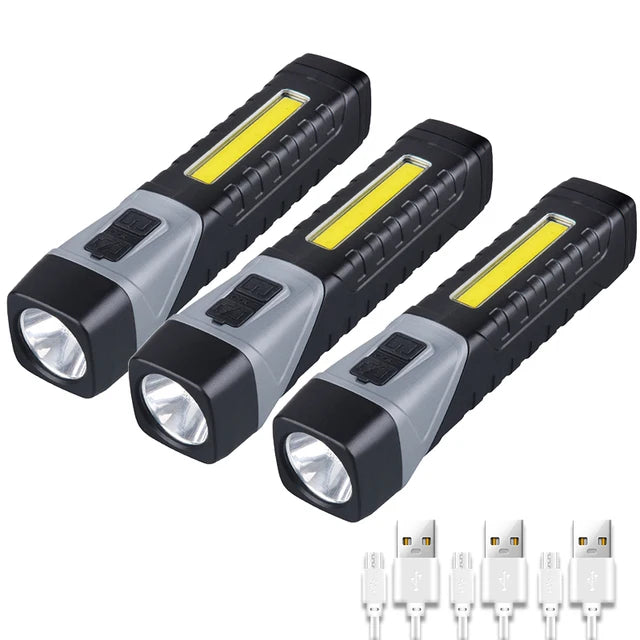 New Multi-functional Rotatable Foldable Strong Light Flashlight USB Rechargeable Waterproof Work Light Outdoor Camping Lantern-WAYBIKER