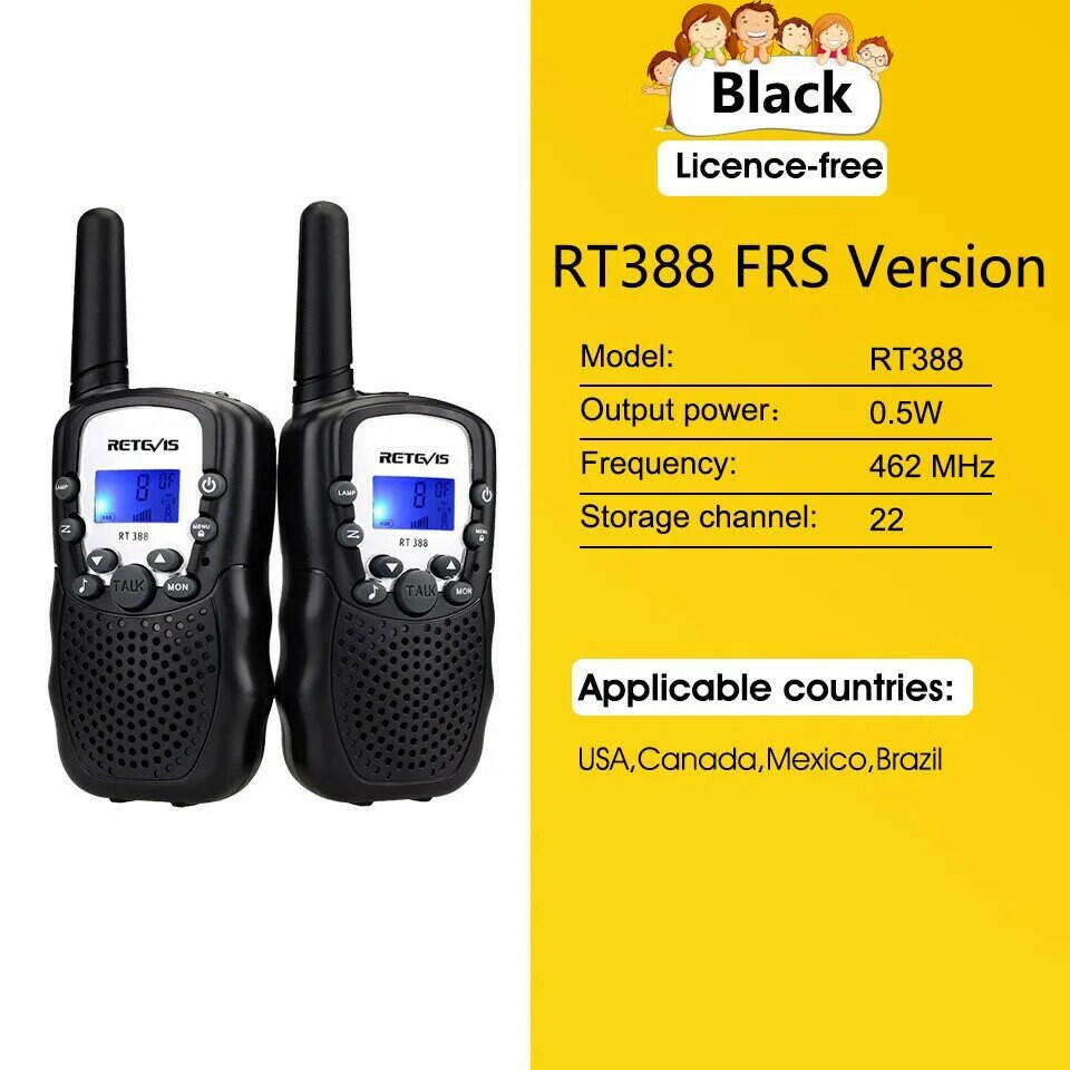RETEVIS RT388 Walkie Talkie Children 2 Pcs Children Radio Receiver WalkieTalkies Kids Birthday Gift Child Toys for Boys Girls-WAYBIKER