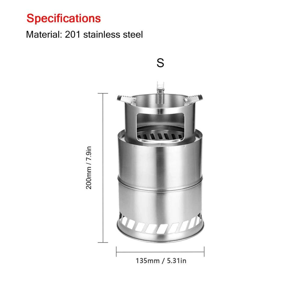 Outdoor Camping Furnace End Deconstructable Wood Stoves Portable Picnic Barbecue Stoves Windproof Cooking Stainless Steel Stove-WAYBIKER