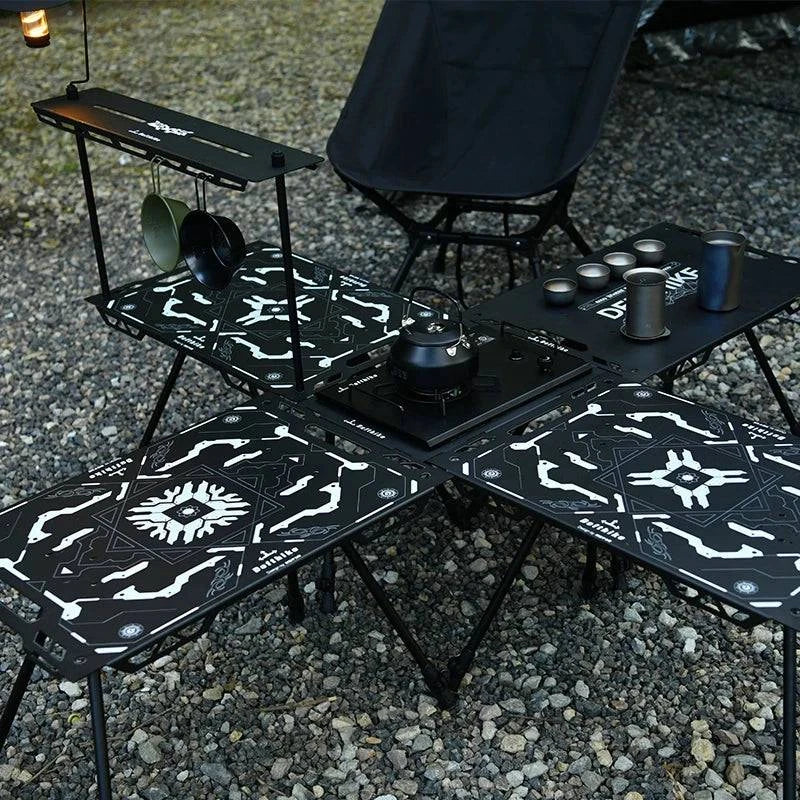 Difeike IGT Magic Cube Table, Wild Road, Feige Co Branded Outdoor Camping Folding Splicing Aluminum Plate Table, Tactical Table-WAYBIKER