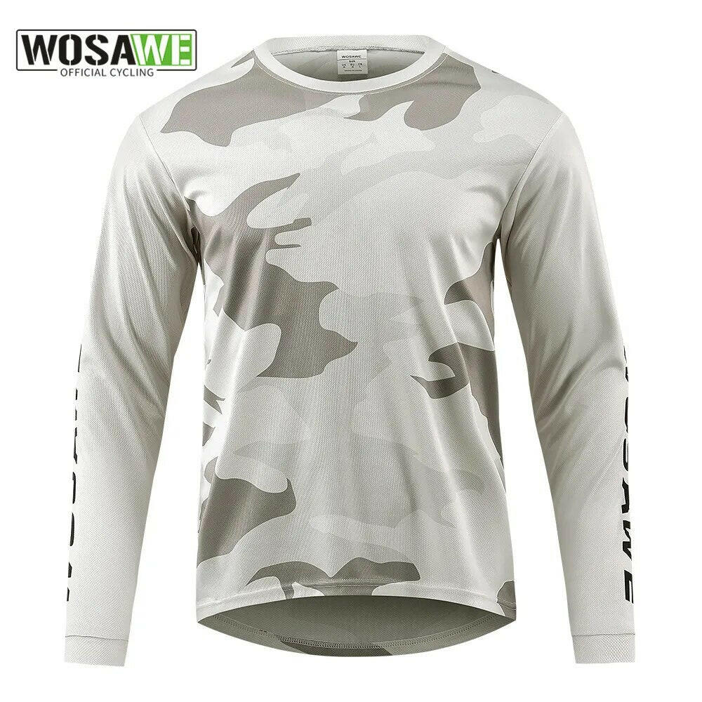WOSAWE Men's Downhill Jerseys Mens Long Sleeve Cycling Jersey Mountain Bike MTB Enduro Trail Racing Top-WAYBIKER
