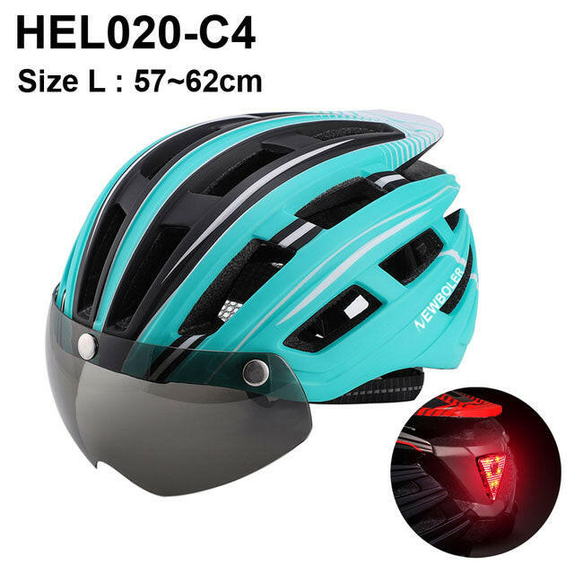 NEWBOLER Cycling Helmet Man Women LED Light Helmet Road Mountain Bike Helmet Lens For Riding Bicycle Sports Skateboard Scooter-WAYBIKER