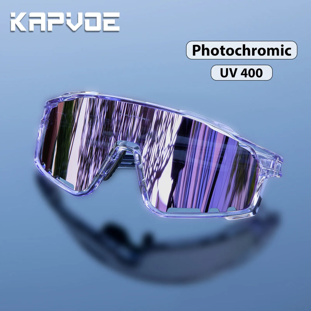 Kapvoe Photochromic Cycling Sunglasses Men Bicycle Cycling Glasses Bike Road Mountain Eyewear Women Outdoor Sport UV400 Goggles-WAYBIKER
