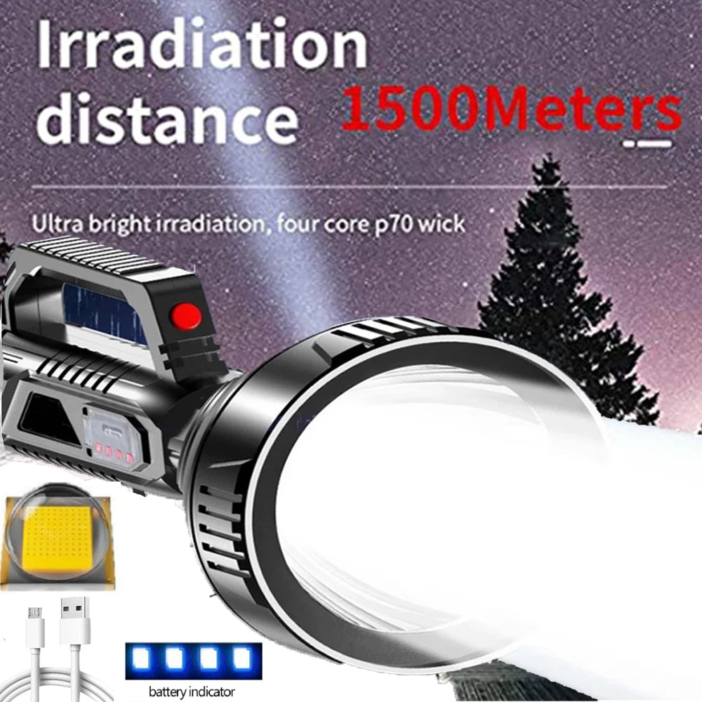 Popular Flashlight Strong Light Charging Outdoor Ultra Bright Long Range  High Power Household Portable Patrol Mine Searchlight-WAYBIKER