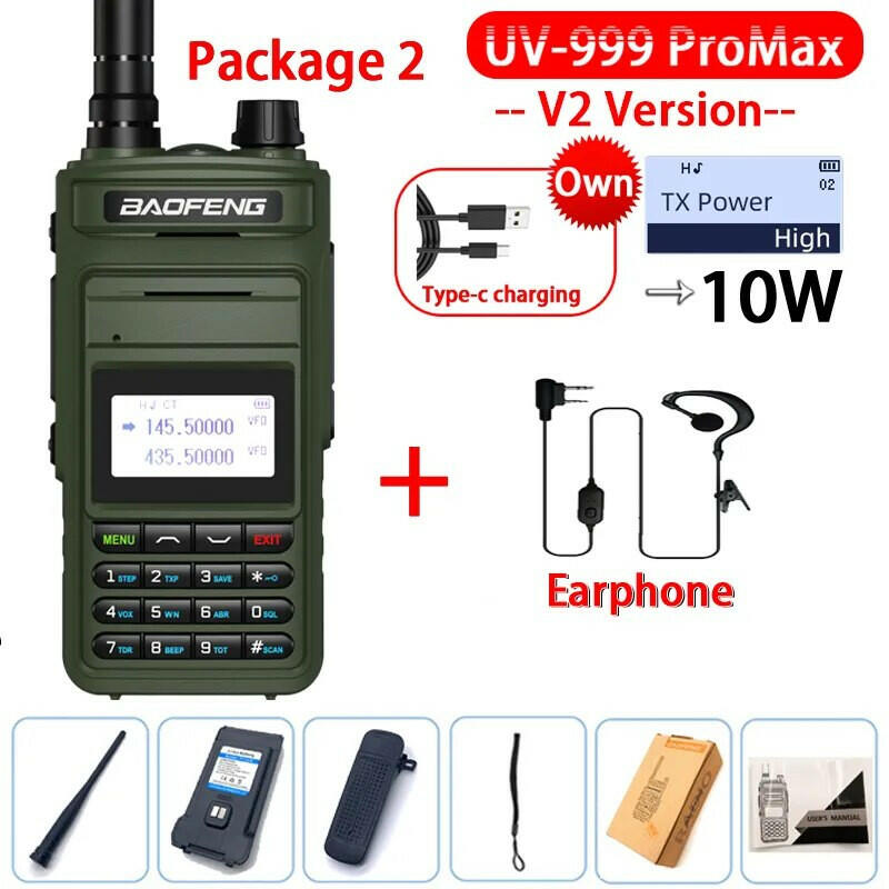 2023 BAOFENG UV999 Pro Max 10W 999 Channel Dual Band CB Radios Type-C Charger Long Range Ham Walkie Talkie UV13 Two Way CB Radio-WAYBIKER