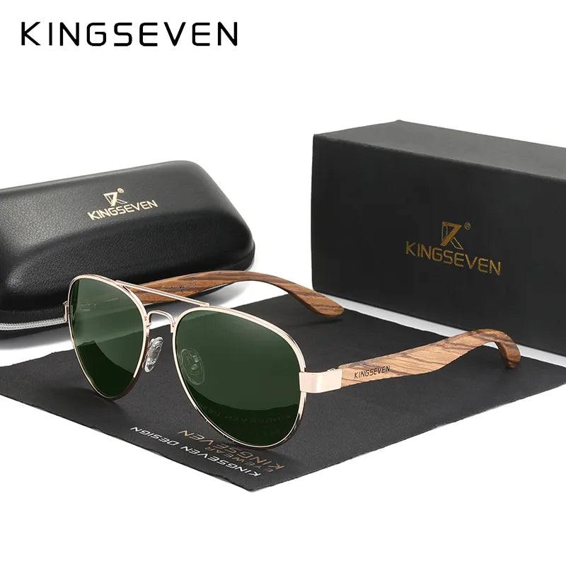 KINGSEVEN New Photochromic Pilot Sunglasses Men Polarized UV400 Fashion Sunglass Mirror Wood sun glasses Driving-WAYBIKER