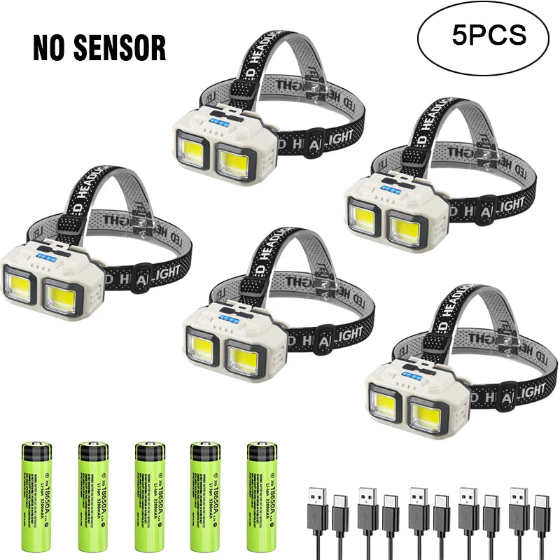 Powerful  LED Headlamp Torch USB Rechargeable Flashlight Headlight Waterproof Head Light Camping Fishing Mining Light Lamp Torch-WAYBIKER