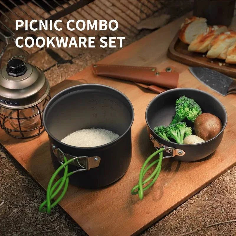 Ultralight Camping Cooking Utensils Outdoor Tableware Pot Set Hiking Picnic Travel Tourist Dishes Supplies Equipment-WAYBIKER