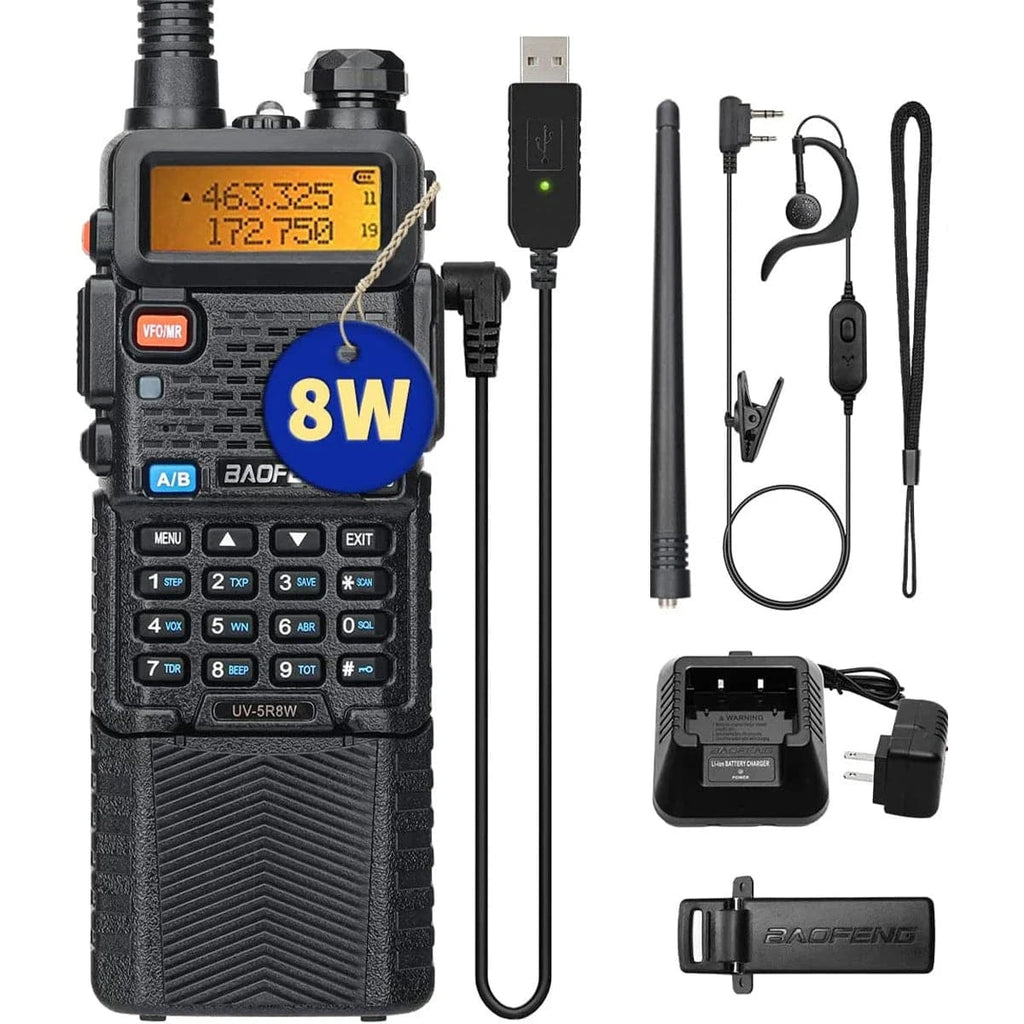 BAOFENG UV-5R 8W/5W 3800mAh High Power Ham Radio VHF&UHF Portable Two Way Radio Long Range Rechargeable Handheld Radio CB Radio-WAYBIKER